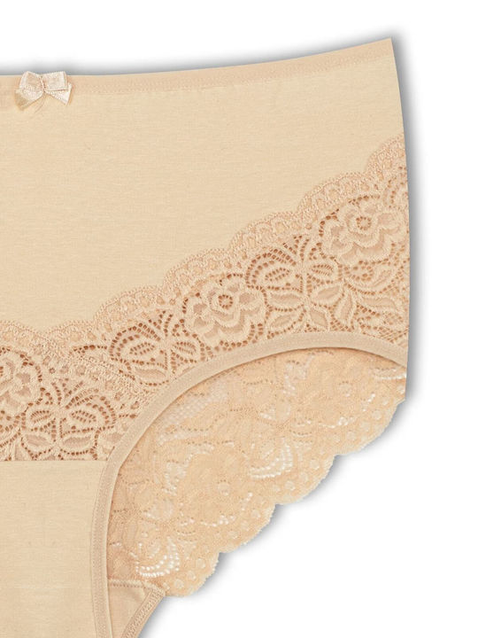 Hohe Taille Damen-Slips 2er Pack mit Spitze Baumwoll