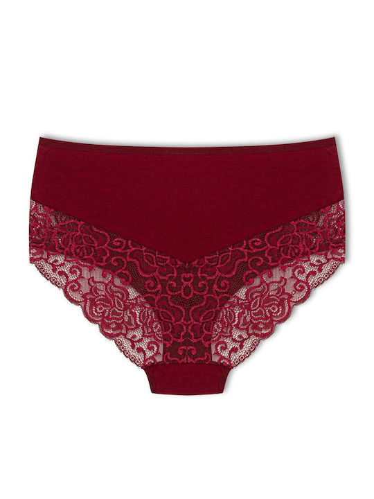 Slip Talie Înaltă 3Pack Cu Dantelă Burgundia Slip Talie Înaltă 3Pack Cu Dantelă Burgundia