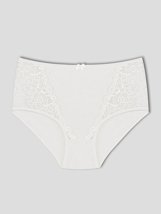 Hohe Taille Damen-Slips MultiPack mit Spitze aus Baumwolle