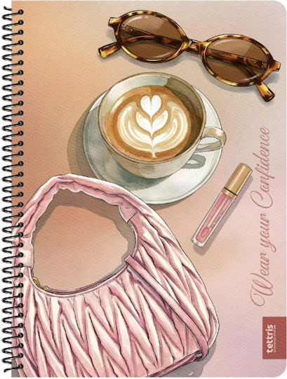 Tettris Spiral Notebook Ruled 60 Sheets 2 Subjects (Miscellaneous Designs) B5-2Θ-205