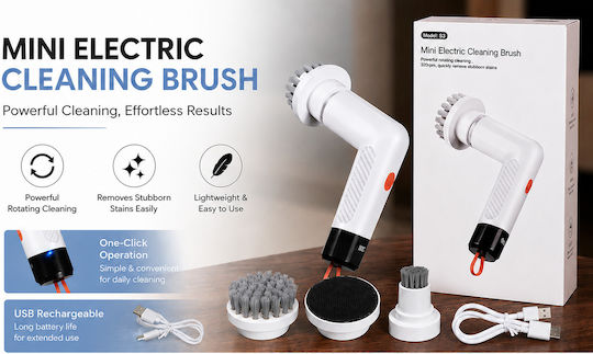 Perie Mică Electrică Rotativă De Curățare Dc4 Fără Fir Reîncărcabilă Cu Încărcare Usb-c Impermeabilă Portabilă Pentru Curățarea Bucătăriei Baie Și Uz Casnic