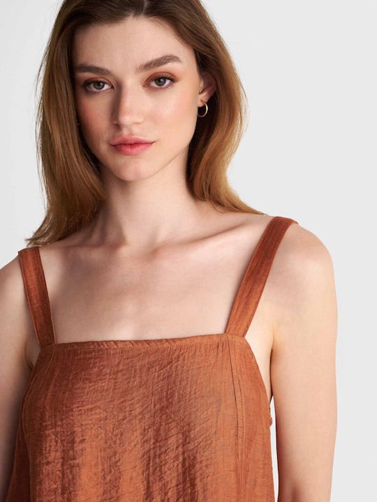 Damen Bluse Satin Orange