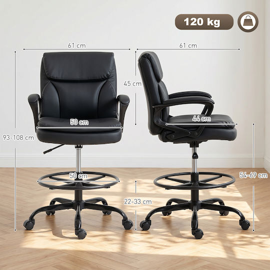 HomCom Scaun de birou Negru