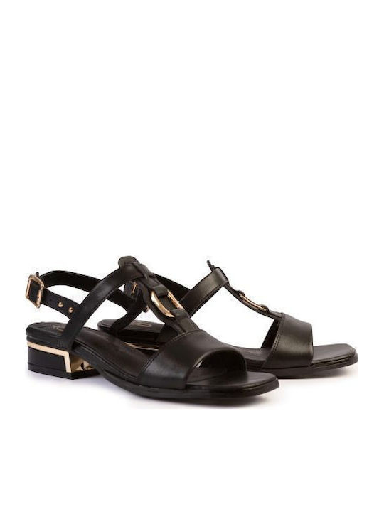 Damen Sandalen Schwarz Leder
