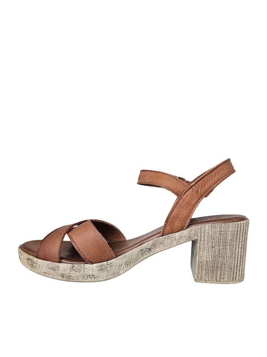Leather Sandals Tabac Brown