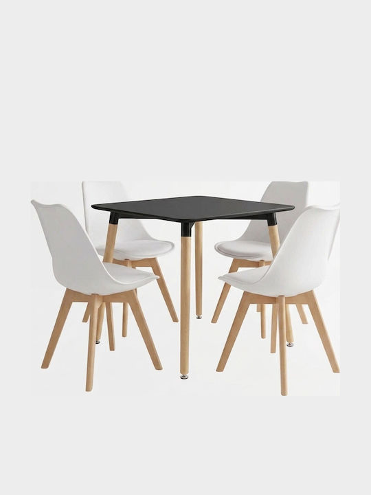 Set de sufragerie Natali cu 4 scaune 80x80cm