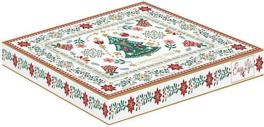 Easylife Christmas Folk Χριστουγεννιάτικη Πιατέλα Πορσελάνινη Δεντράκια 25.5x20.5εκ.