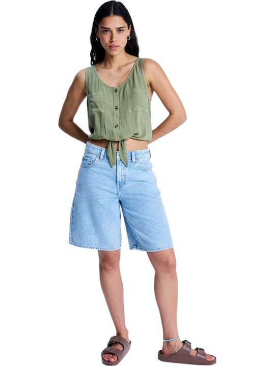 Tropical Long Sleeve Women's Shirt Oil Green
