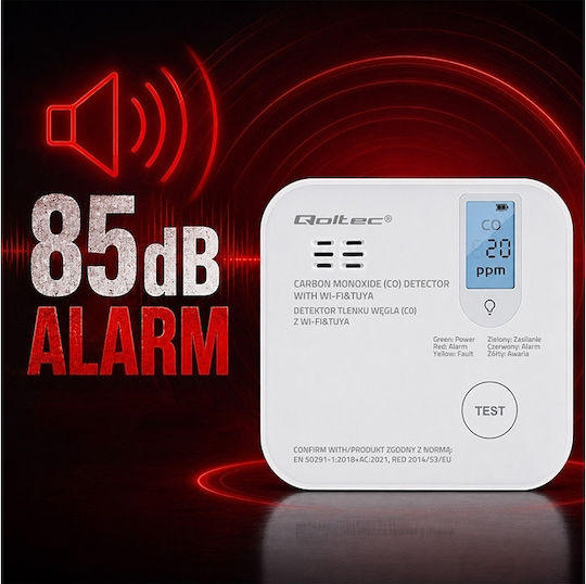 Qoltec Детектор За Въглероден Окис CO Wi-Fi
