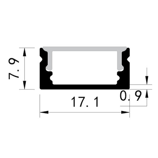 Eurolamp Εξωτερικό Προφίλ Αλουμινίου Ταινίας LED 200x1.7x0.7εκ.