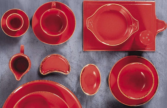 Porland Round Enamel Serving Bowl Red with a Diameter of 10cm