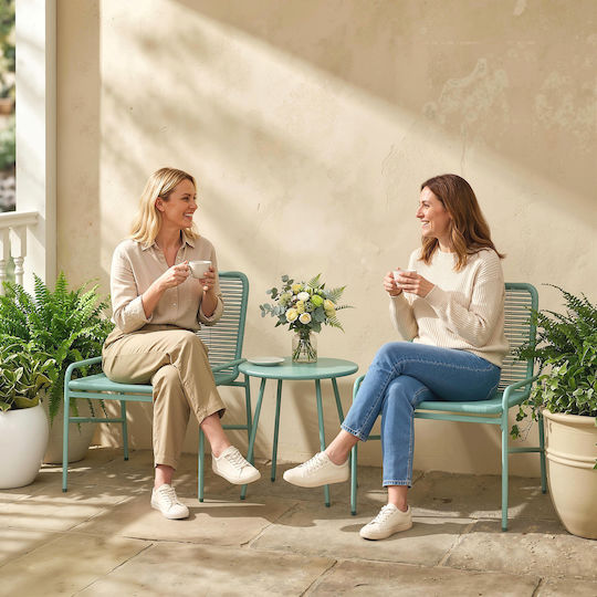 Outsunny Garten- und Outdoor-Möbelsets Wohnzimmer Typsatz 3 Stück Grün mit Kissen