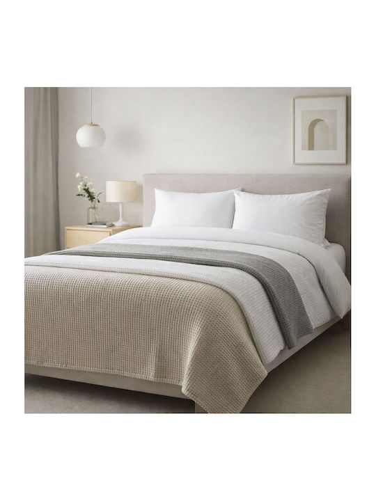 Adam Home Waffle Κουβέρτα Πικέ Υπέρδιπλη 225x240εκ. Capuccino