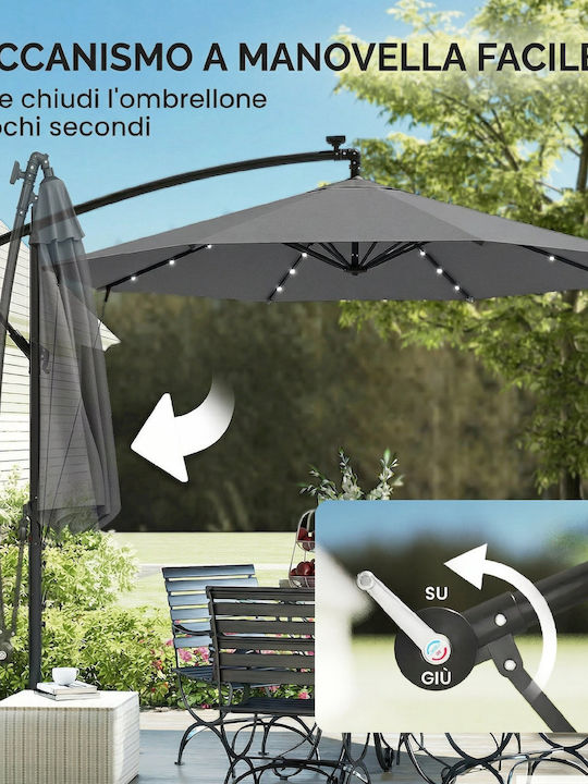 Round Metal Grey Parasol Ø3m