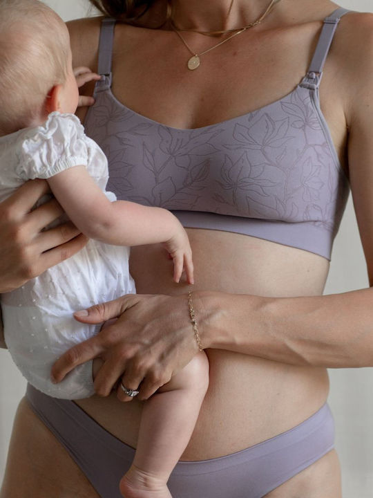 Bravado Maternity & Nursing Bra with Clips Grey Orchid Jacquard