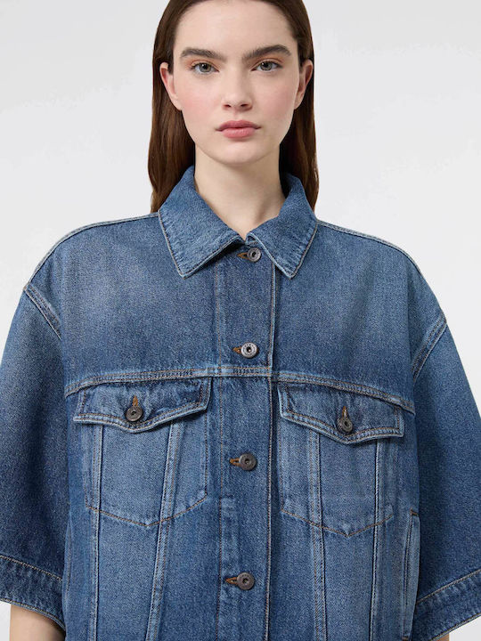 Κοντό Γυναικείο Τζιν Μπουφάν Dark Aged Denim
