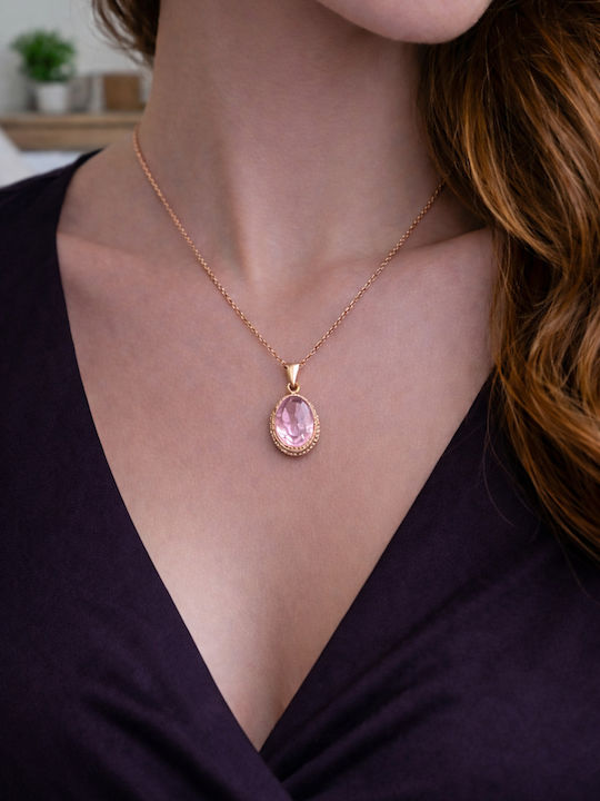 Necklace with Pink Gold Plating Pink