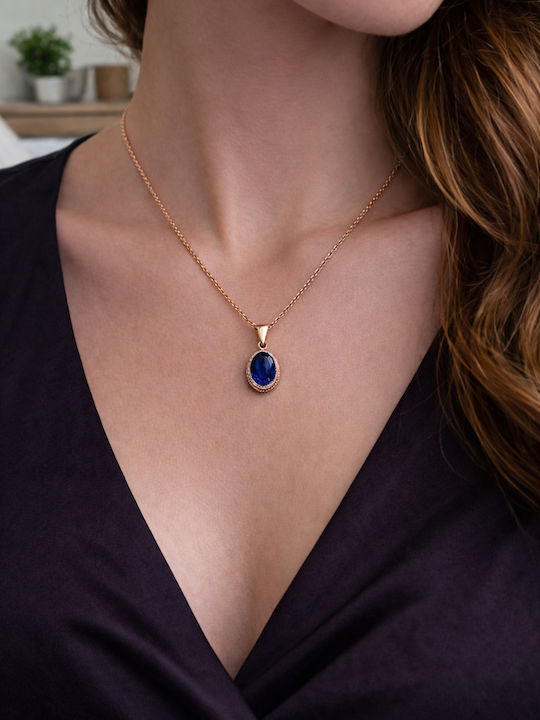 Gold Plated Necklace Navy Blue
