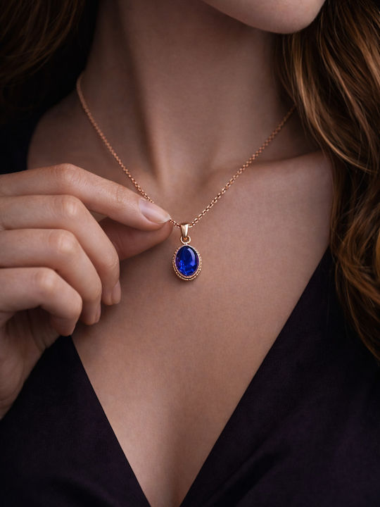 Gold Plated Necklace Navy Blue