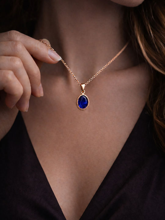 Gold Plated Necklace Navy Blue