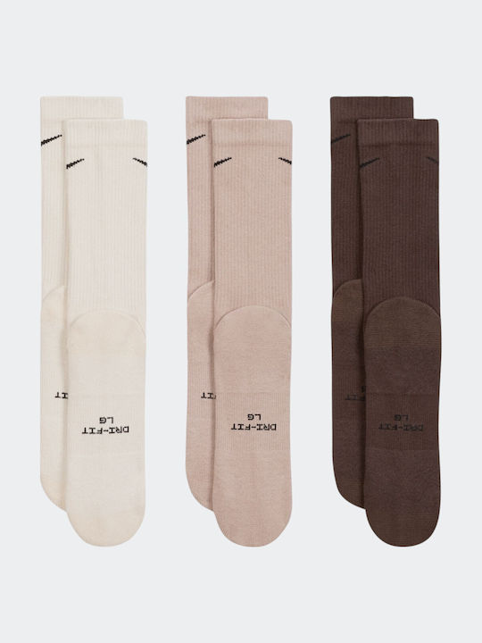 Nike Everyday Чорапи за Бягане Кафяви 3 Чифта