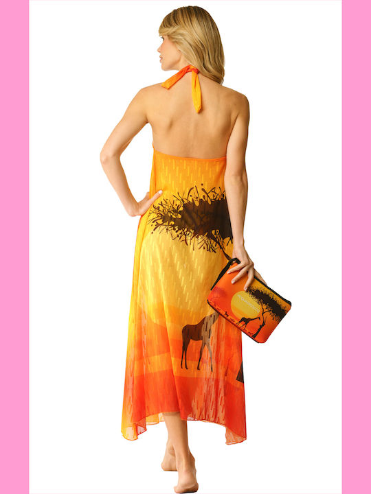 Acquadicocco Damen Maxi Strandkleid Lurex Safari