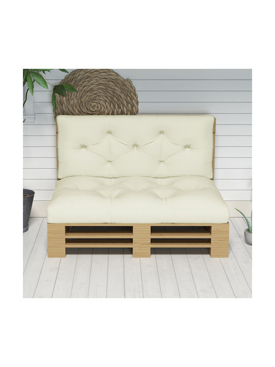 Outsunny Pallet Bench Cushion with Backrest Cream 2 Pieces