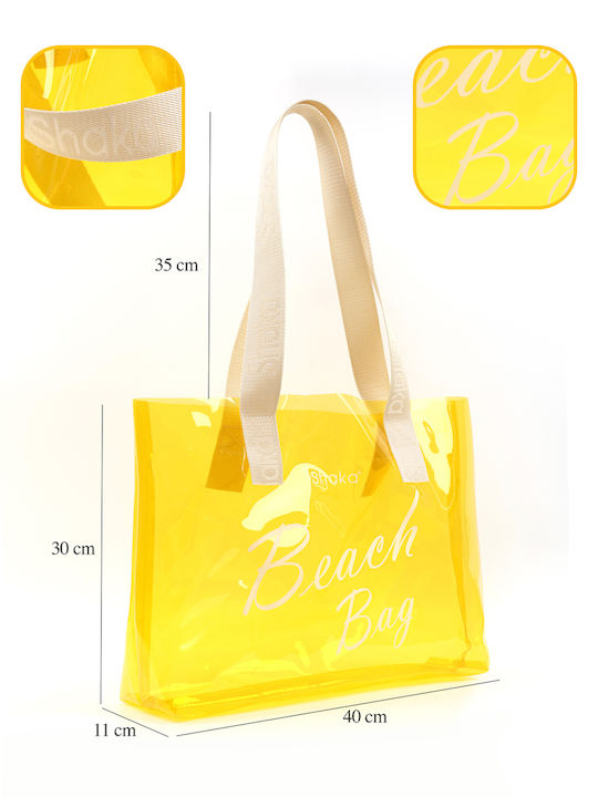 Plastic Beach Bag with Hat Yellow