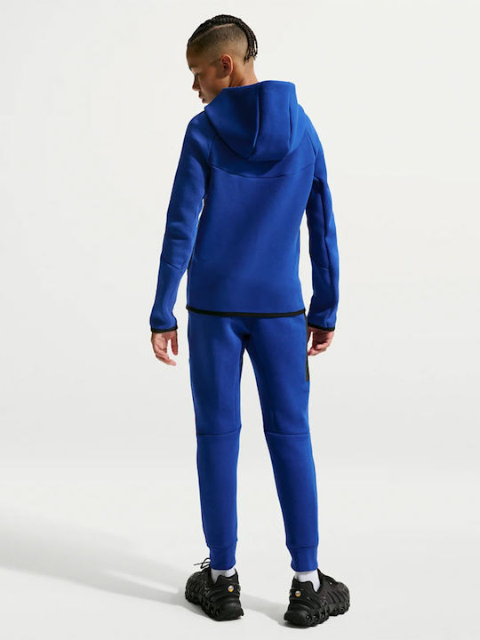 Fleece Kinder-Sweatshirt Strickjacke mit Kapuze und Taschen Blau Paris Saint-germain Tech