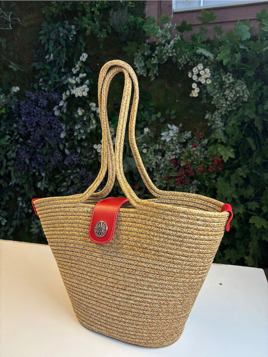 Geantă De Plajă Din Wicker Roșie
