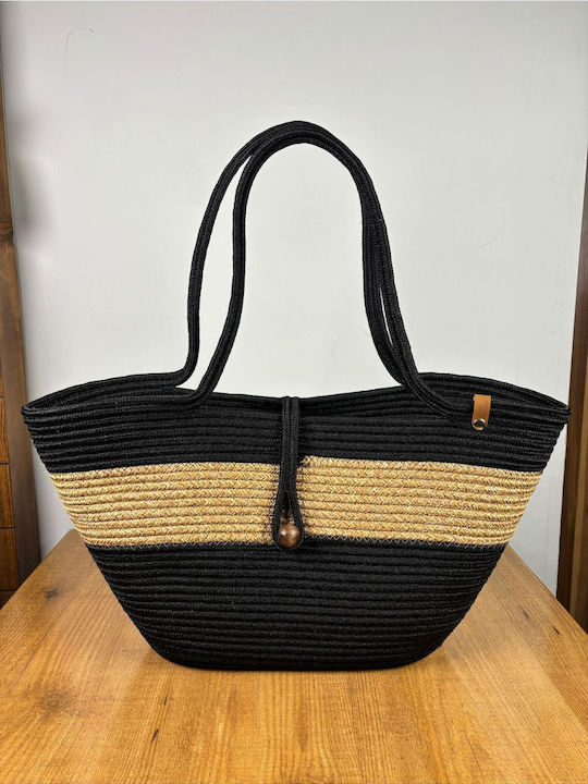 Wicker Black Beach Bag