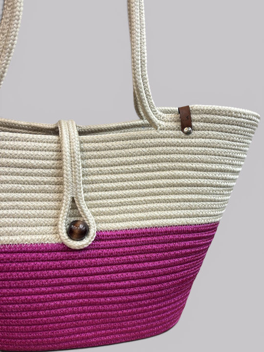 Wicker Beach Bag Fuchsia