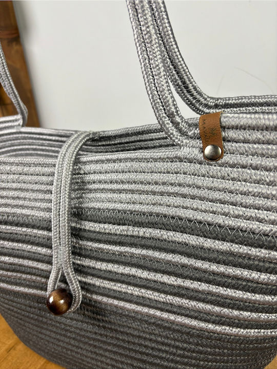 Wicker Grey Beach Bag