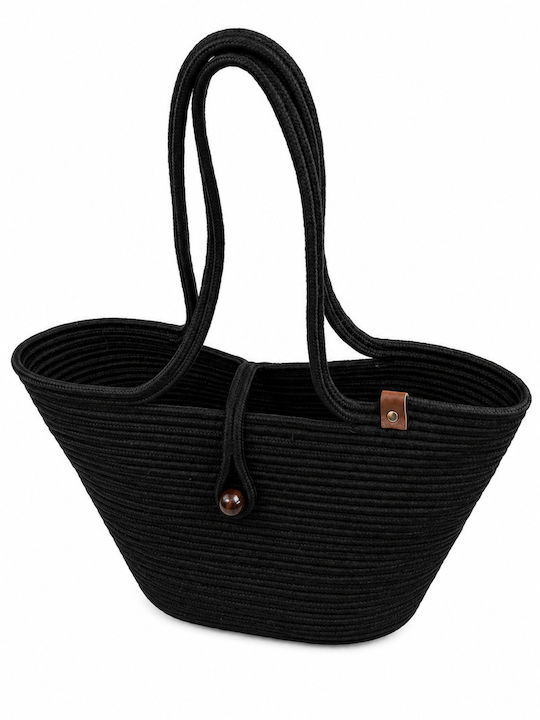 Enpapa Korbweide Strandtasche Schwarz