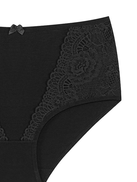 Baumwoll Hohe Taille Damen-Slip MultiPack mit Spitze Baumwoll