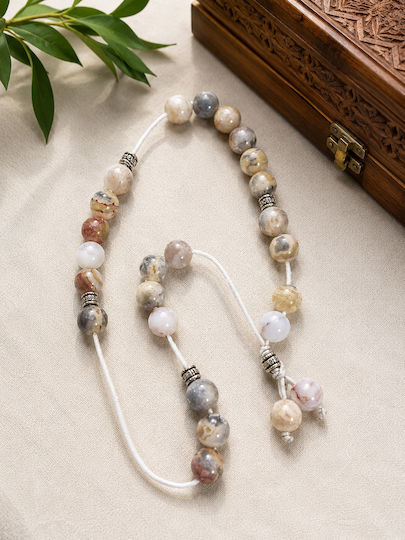 Handmade Worry Beads from Beige Agate