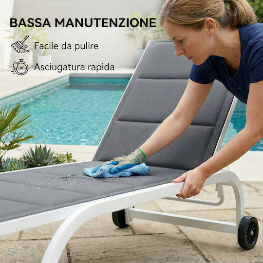 Outsunny Beach Lounger Armchair Aluminium Grey 57x57cm