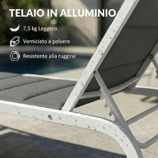 Outsunny Beach Lounger Armchair Aluminium Grey 57x57cm