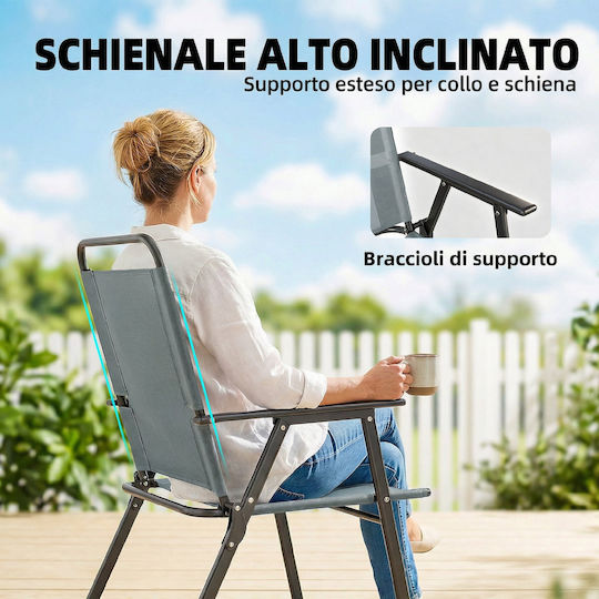 Outsunny Beach Chair Grey Set 2pcs