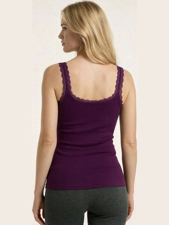 Sleeveless Cotton Purple Women's Undershirt Sleeveless Cotton Purple Women's Undershirt
