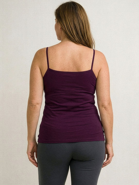 Cotton Purple Women's Tank Top with Spaghetti Strap