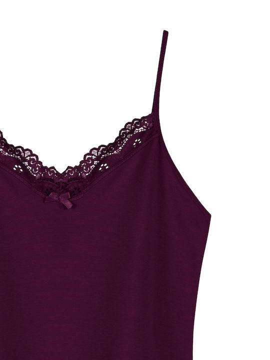 Cotton Purple Women's Tank Top with Spaghetti Strap