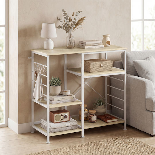HomCom Ραφιέρα Κουζίνας Ξύλινη Λευκή 83.5x39x90cm