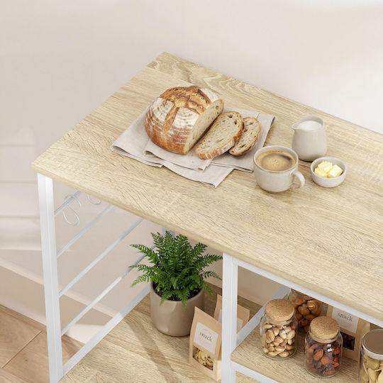 HomCom Ραφιέρα Κουζίνας Ξύλινη Λευκή 83.5x39x90cm