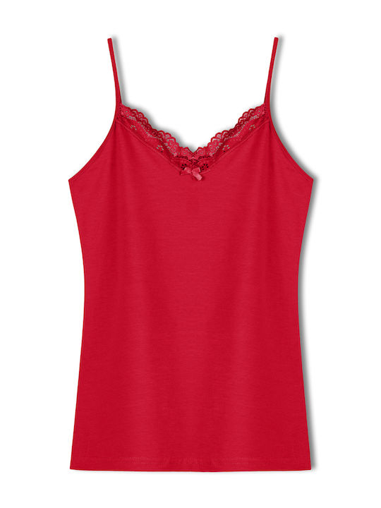 Sleeveless Cotton Red Women's T-Shirt