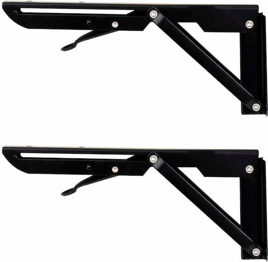Raft De Colț Pliabil Din Metal În Culoare Neagră 2 Bucăți ZTS8132B