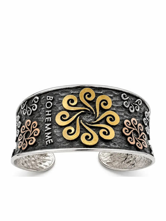 Bratara Deschisa Tip Cuff Bratari Handmade 925 Argint K18 Aur & Rodiu Negru Pentru Femei Silverline 0230387101/negru Rodiu Roz Aur Handmade Galben Aur Argintaur 0230387101