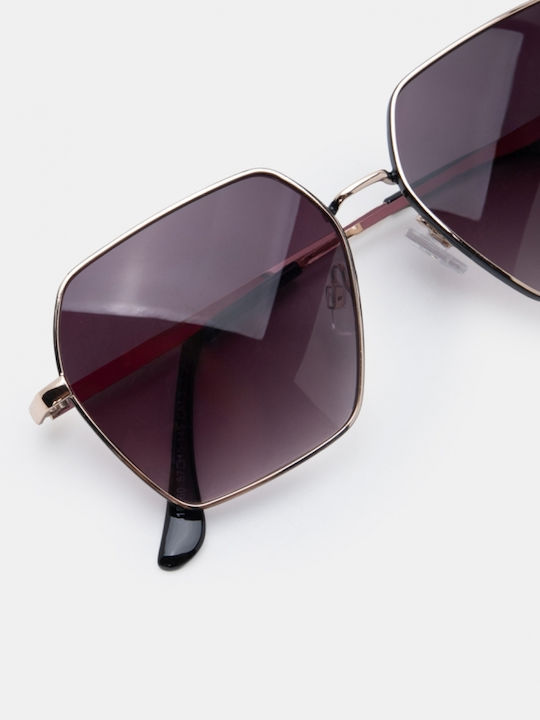 Luigi Unisex Sunglasses with Black Metallic Frame and Black Lens