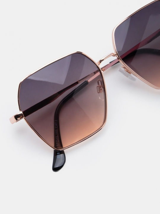 Luigi Unisex Sunglasses with Pink Metallic Frame and Pink Lens
