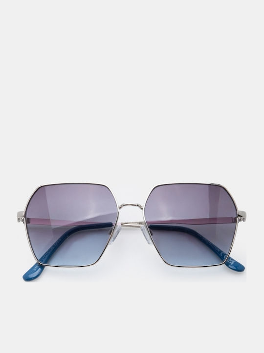 Luigi Unisex Sunglasses With Blue Metallic Frame And Blue Lens